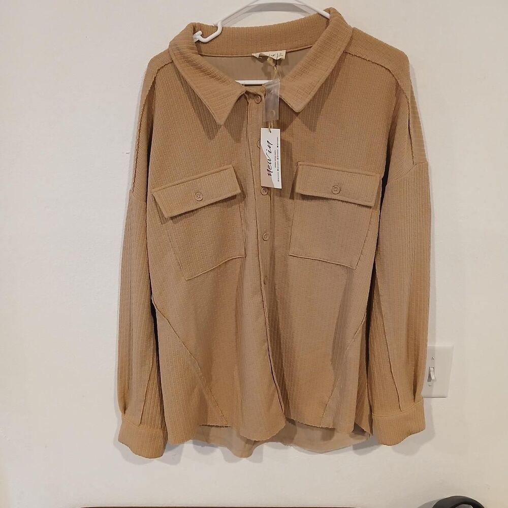 New In Women's Button Up Shirt Slouchy Oversized Size L